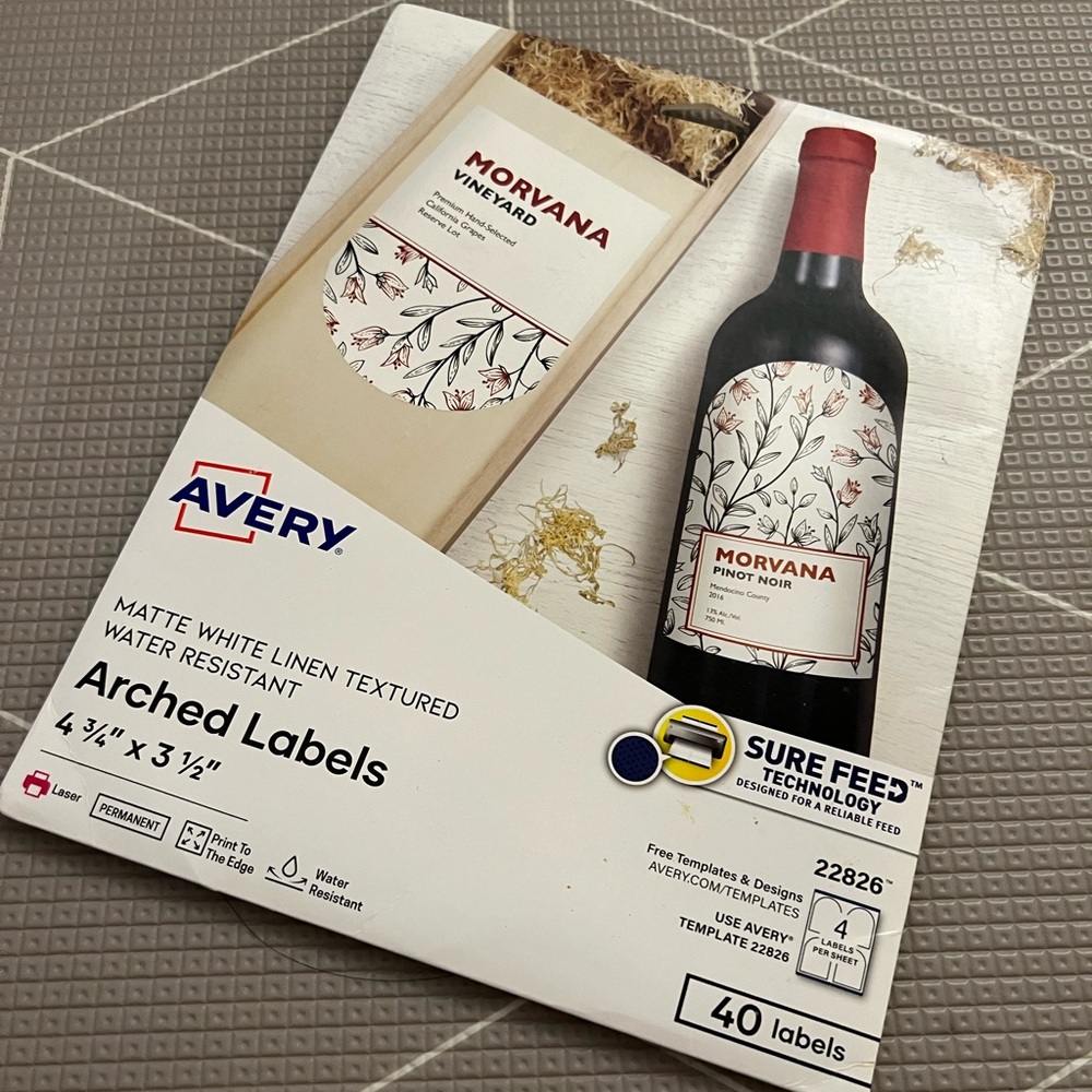 New Avery Arched wine labels